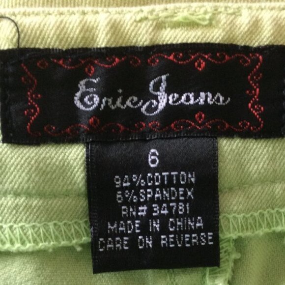 Eric Jeans Size 6 in Lime Green - Picture 3 of 6